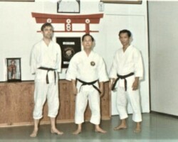 Early 1969. O-Sensei and Omine-Sensei are visiting my first Dojo, the first Matsubayashi-Ryu Dojo in Canada.